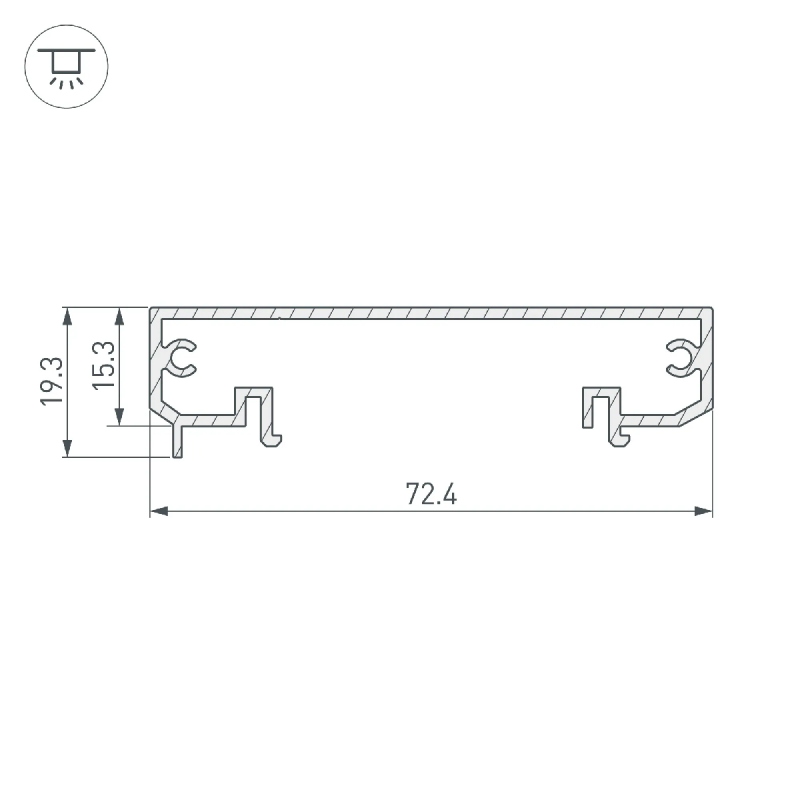 Профиль-держатель KLUS-POWER-W70-BASE-2000 ANOD (Arlight, Алюминий) 019883