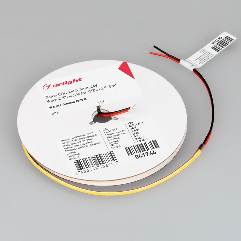 Светодиодная лента COB-X400-3mm 24V Warm2700 (4.8 W/m, IP20, 5m) (Arlight, -) 041746(1)