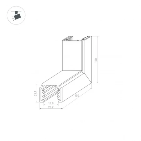 Коннектор угловой MAG-ORIENT-CON-2620-L90-EXT (WH, внешний) (Arlight, IP20 Металл, 3 года) 037326