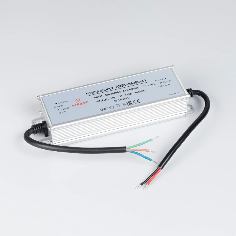 Блок питания ARPV-36250-A1 (36V, 6.95A, 250W) (Arlight, IP67 Металл, 3 года) 035967