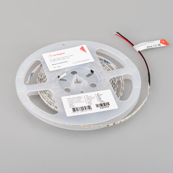 Светодиодная лента RT-A80-5mm 24V Warm2700 (5 W/m, IP20, 2835, 5m) (Arlight, Открытый) 037793