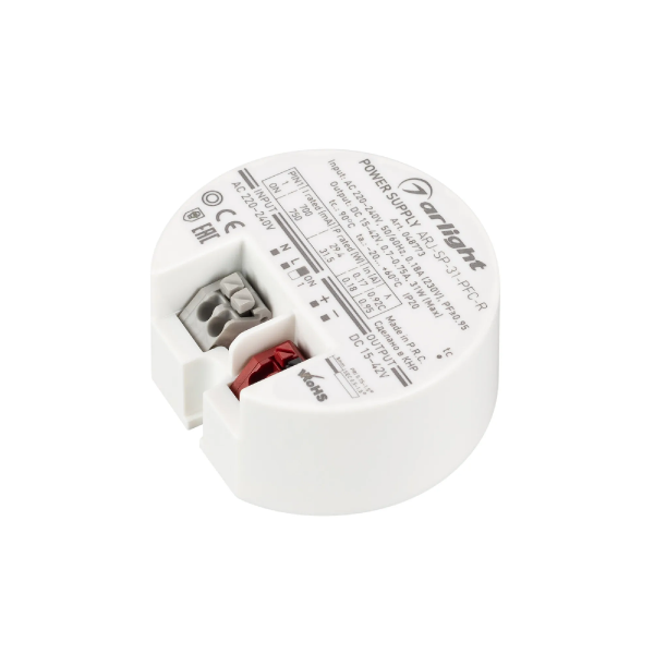 Блок Питания ARJ-SP-31-PFC-R (31W, 15-42V, 0.7-0.75A) (Arlight, IP20 Пластик, 5 лет) 048773