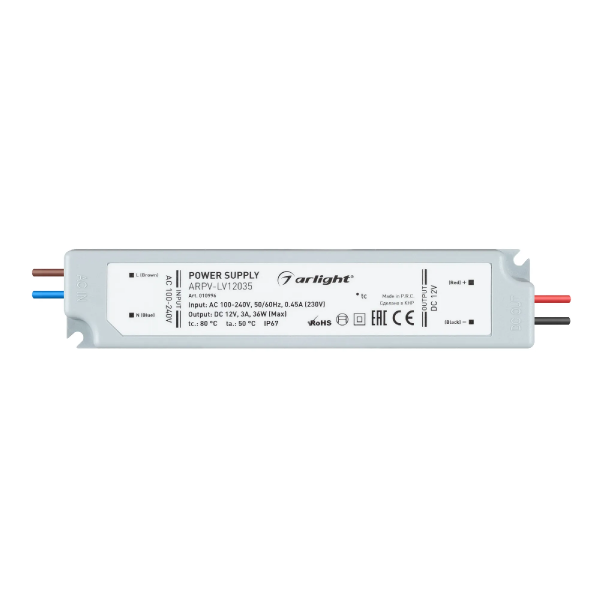 Блок питания ARPV-LV12035 (12V, 3.0A, 36W) (Arlight, IP67 Пластик, 2 года) 010996