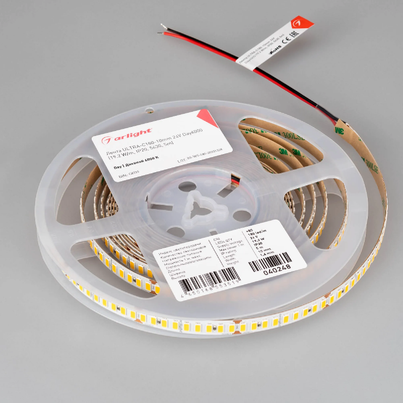 Светодиодная лента ULTRA-C180-10mm 24V Day4000 (19.2 W/m, IP20, 5630, 5m) (Arlight, высок.эфф.200 лм/Вт) 040248