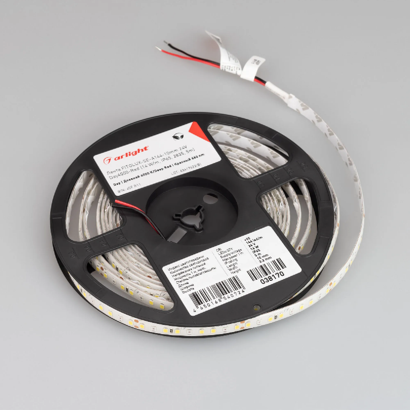 Светодиодная лента FITOLUX-SE-A144-10mm 24V Day4000-Red (14 W/m, IP65, 2835, 5m) (Arlight, 14 Вт/м, IP65) 038170