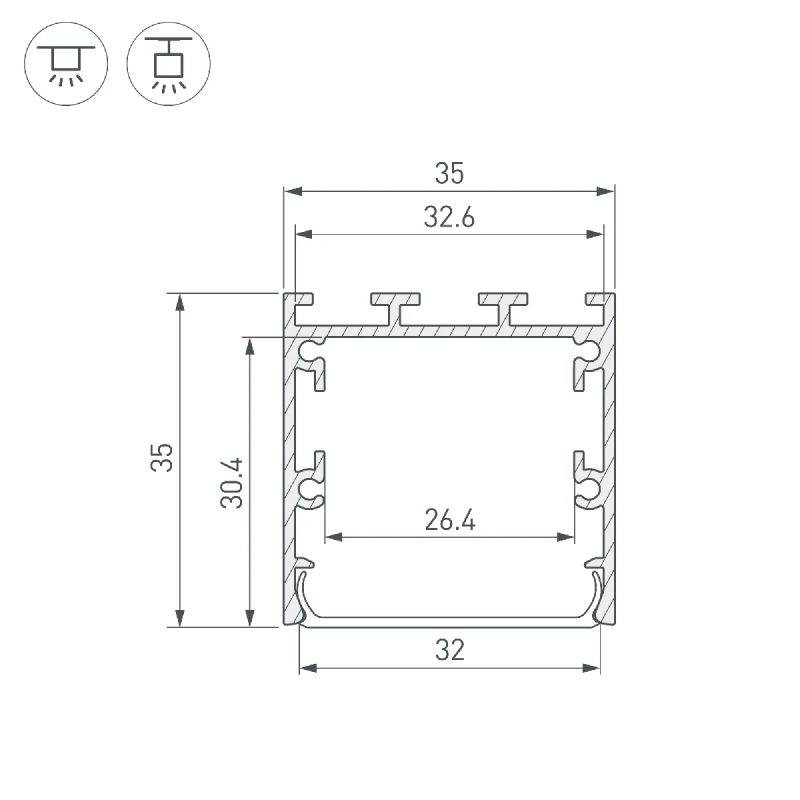 Профиль LINE-M-3535-3000 BLACK (Arlight, Алюминий) 053402