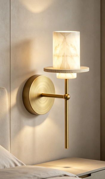 Настенный светильник 26533W Brass / White Alabaster / Travertine