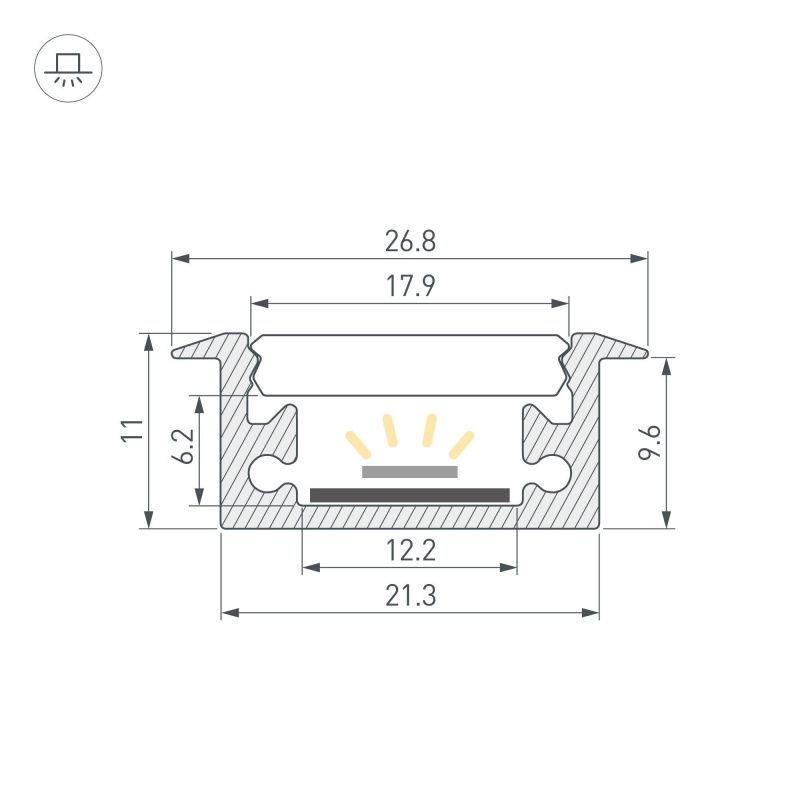 Профиль FLOOR27-H11-F-2000 ANOD (Arlight, Алюминий) 060247