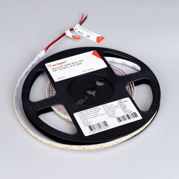 Светодиодная лента FC-A200-8mm 24V Warm3500-CX1 (16 W/m, IP20, 5m) (Arlight, резка 1 светодиод) 046940(1)